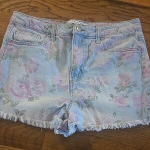 Celebrity Pink Pastel Floral Denim Cutoff Shorts